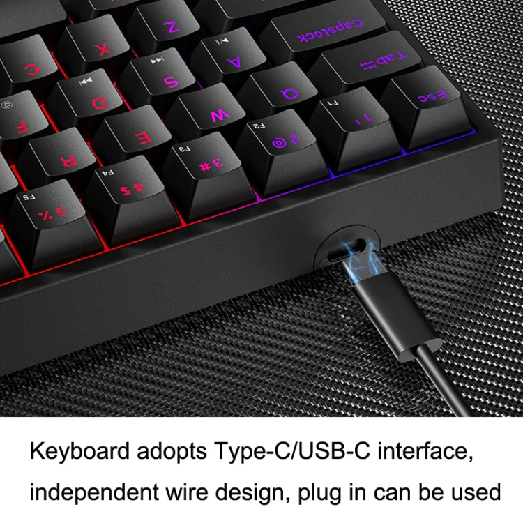 LEAVEN K620 61 Keys Hot Plug-in Glowing Game Wired Mechanical Keyboard, Cable Length: 1.8m, Color: Pink Green Shaft - Image 5