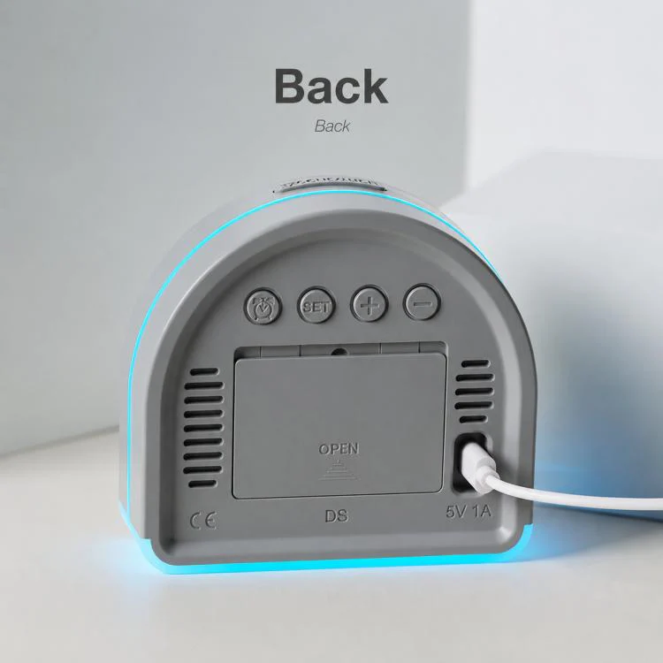LED Digital Alarm Clock with Bottom Ambient Light Desk Clock with Temperature DST Dual Alarm(5533B Fabric Texture) - Image 5