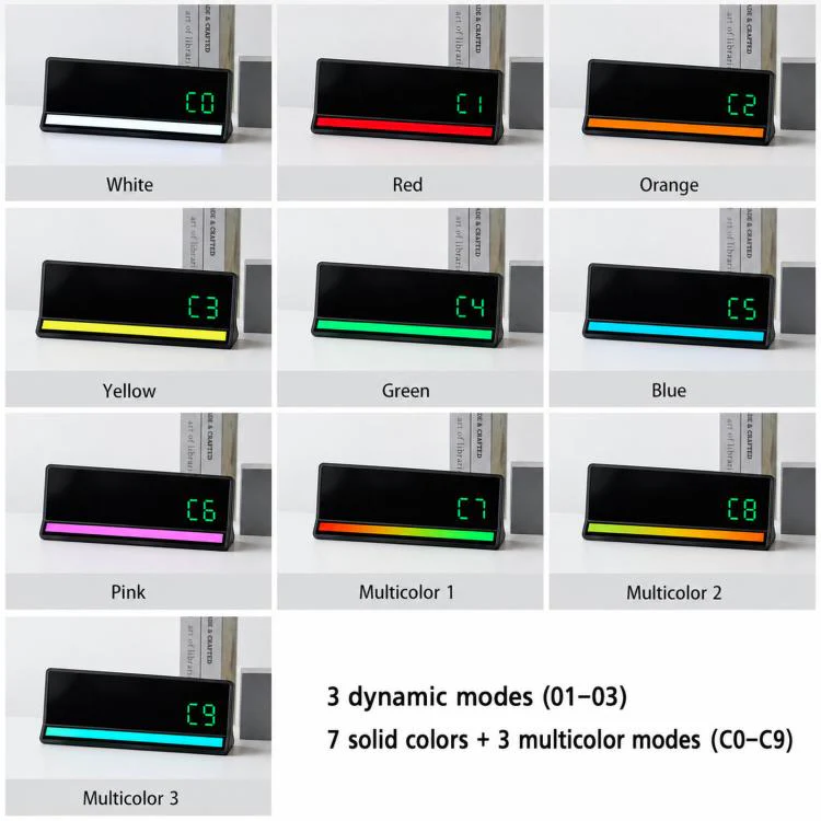 LED Digital Alarm Clock with Sound-Activated RGB Light Large Display with Date/Day/Temperature Support USB Output(6675 White+Green) - Image 5