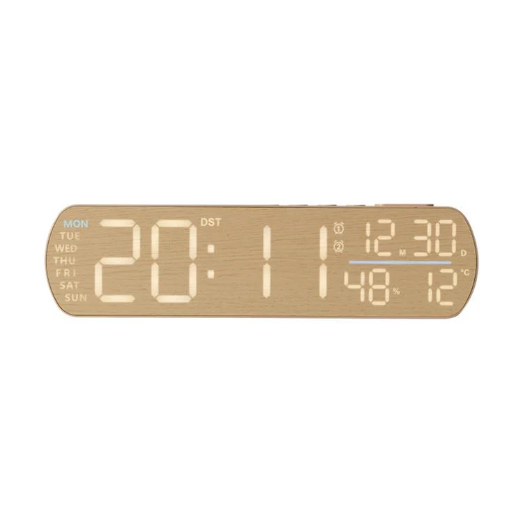 LED Digital Alarm Clock  With Temperature Display DST Dual Alarm 6665A Wood Grain - Image 2