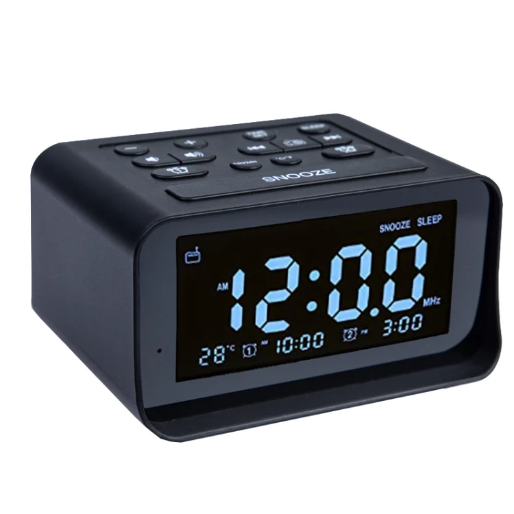 LED Digital Bedroom Alarm Clock With USB Charging Port Clock Radio Temperature Electronic Platform Clock, Specification: EU Plug(Black) - Image 3