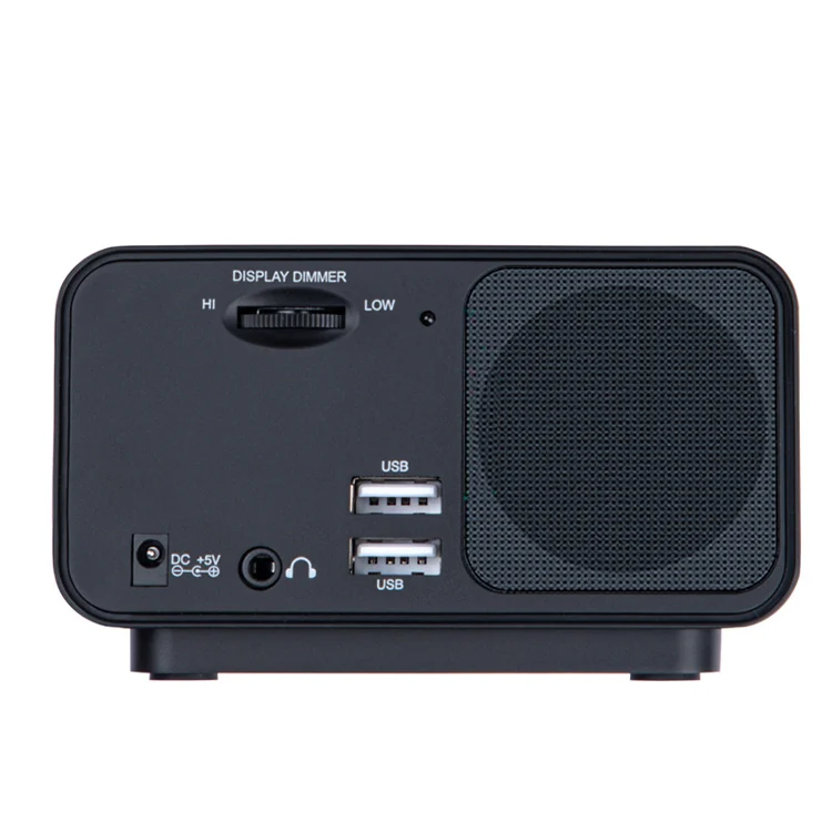 LED Digital Bedroom Alarm Clock With USB Charging Port Clock Radio Temperature Electronic Platform Clock, Specification: EU Plug(Black) - Image 5