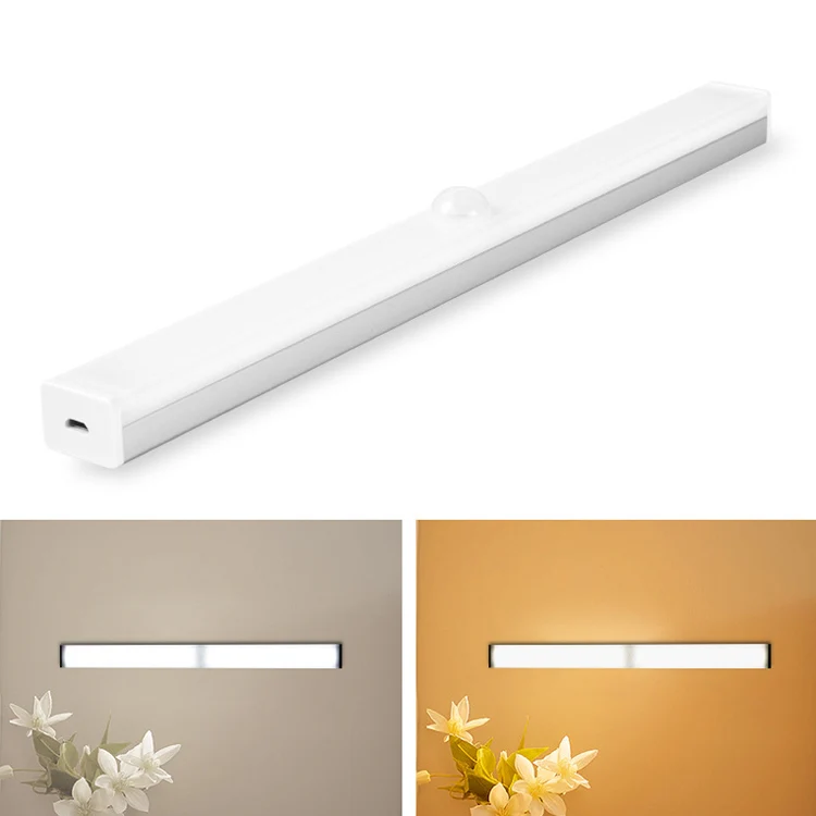 LED Human Body Induction Lamp Long Strip Charging Cabinet Lamp Strip, Size: 15cm(Silver and Warm Light)