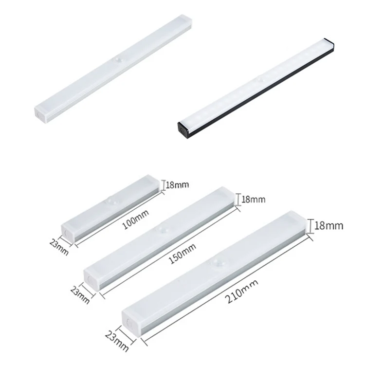 LED Human Body Induction Lamp Long Strip Charging Cabinet Lamp Strip, Size: 21cm(Silver and Warm Light) - Image 2