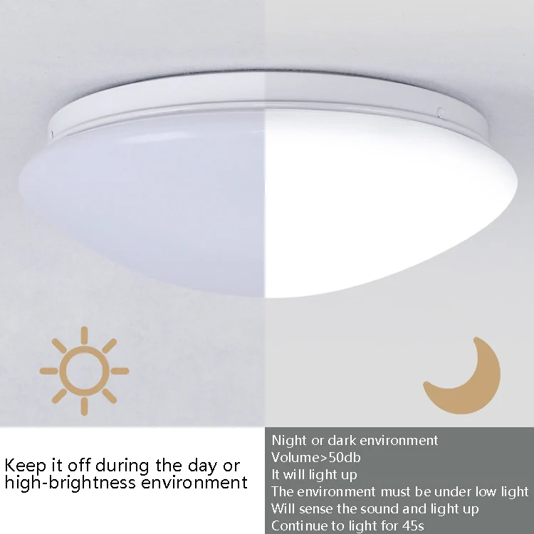 LED Sound Light Control Ceiling Lamp Round Corridor Intelligent Sensor Lamp, Power source: 24W 400mm(White) - Image 4