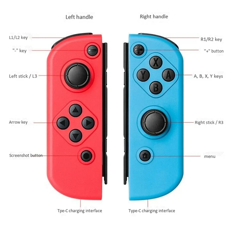 Left and Right Bluetooth Wireless Joypad Gamepad Game Controller for Switch(Blue + Red) - Image 7