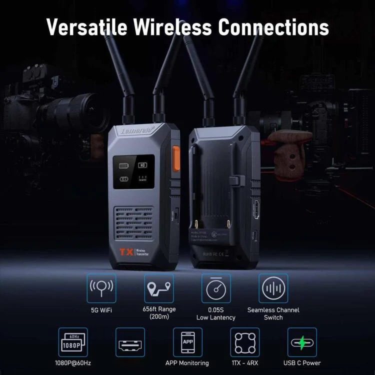 Lemorele R1100 Wireless Video Transmitter 1TX To 4RX 1080P 200M HDMI-compatible Loop Out Adapter - Image 4