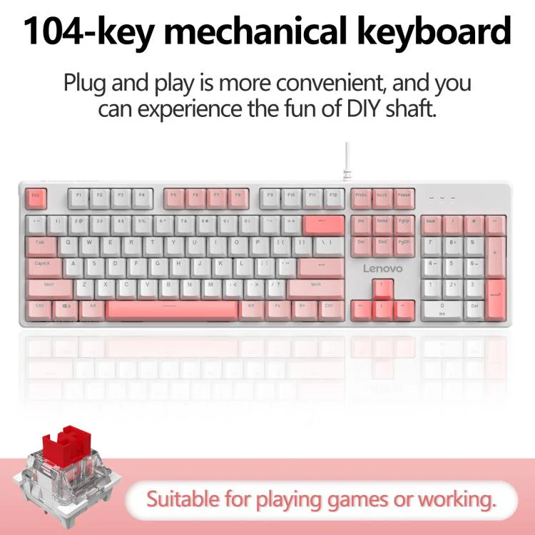 Lenovo GK10 RGB 104 Keys Wired Mechanical Keyboard, Type:Red Axis(Cherry White) - Image 2