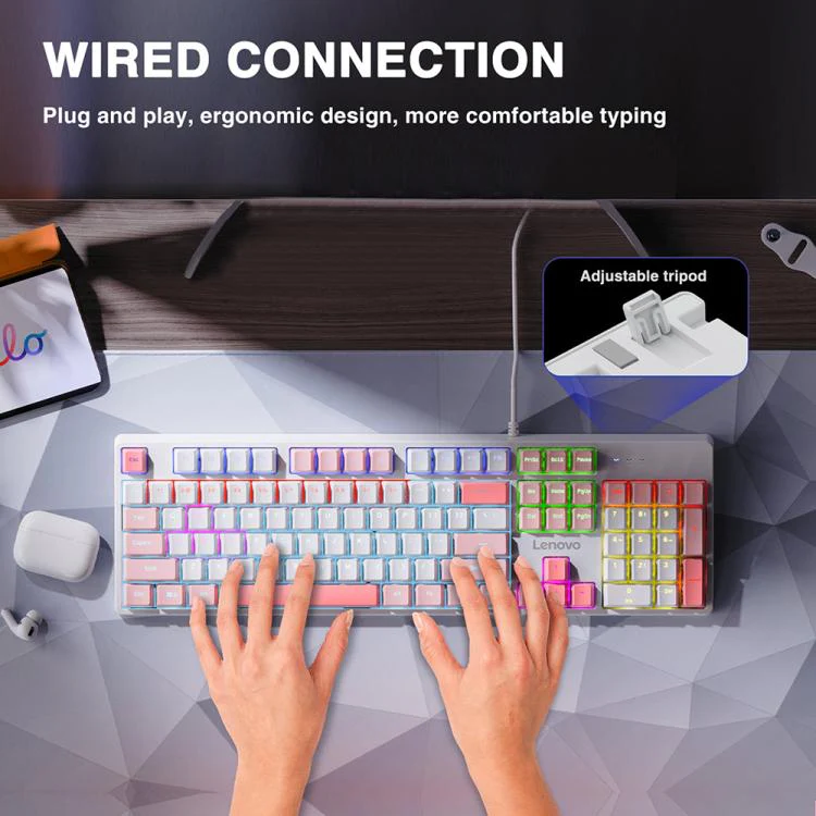 Lenovo GK10 RGB 104 Keys Wired Mechanical Keyboard, Type:Red Axis(Green Gray) - Image 5