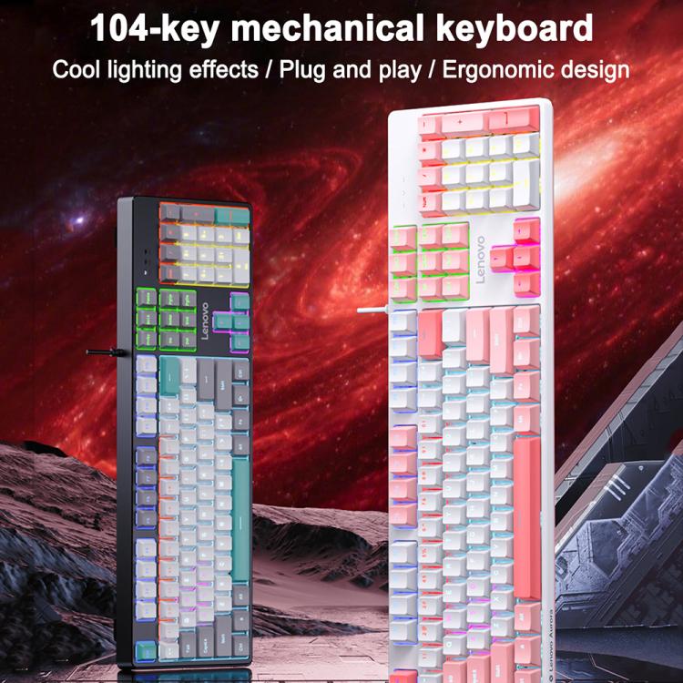 Lenovo GK10 RGB 104 Keys Wired Mechanical Keyboard, Type:Tea Axis(Cherry White) - Image 3