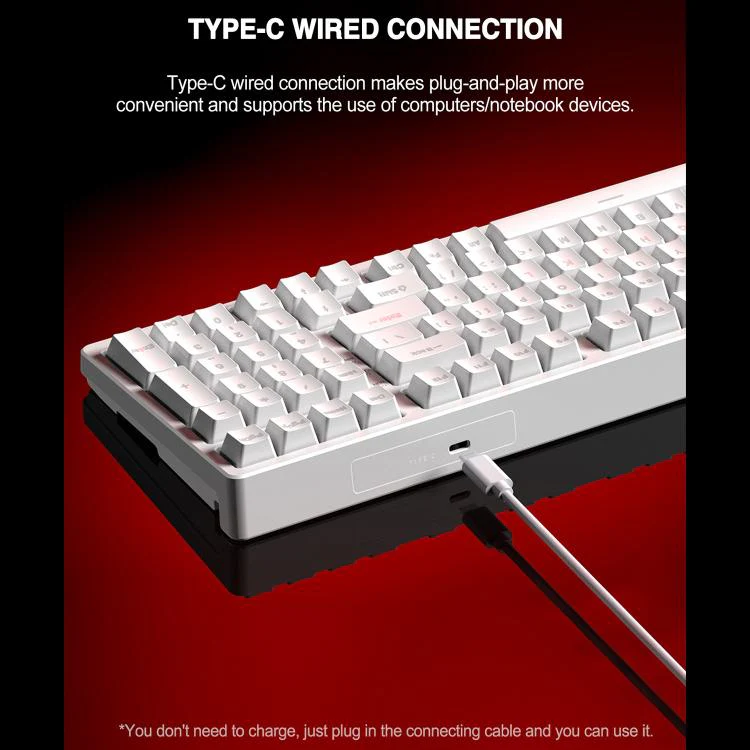 Lenovo GK10 RGB 98 Keys Wired Mechanical Keyboard, Type:Blue Axis(White) - Image 6