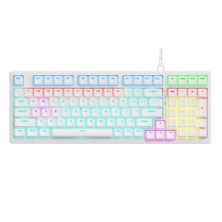 Lenovo GK10 RGB 98 Keys Wired Mechanical Keyboard, Type:Red Axis(White)