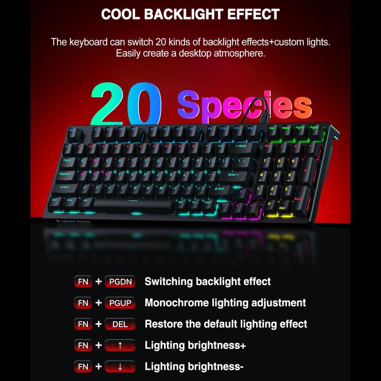 Lenovo GK10 RGB 98 Keys Wired Mechanical Keyboard, Type:Tea Axis(White) - Image 5