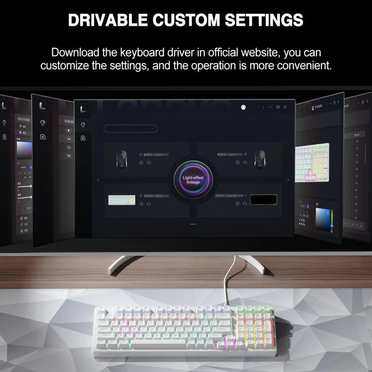 Lenovo GK10 RGB 98 Keys Wired Mechanical Keyboard, Type:Tea Axis(White) - Image 8