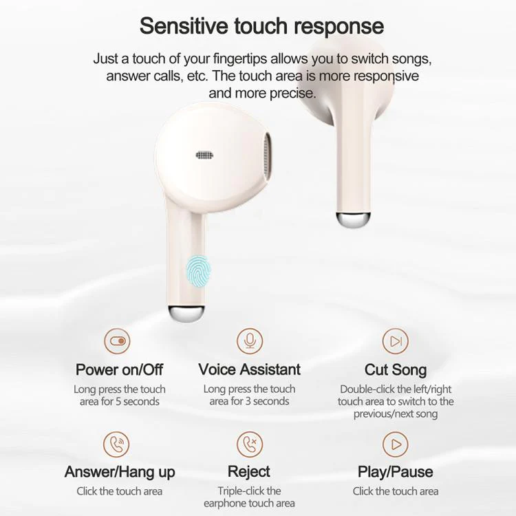 Lenovo TA120 TWS AI Noise Reduction Semi-in-ear Wireless Bluetooth Earphone(Beige) - Image 8
