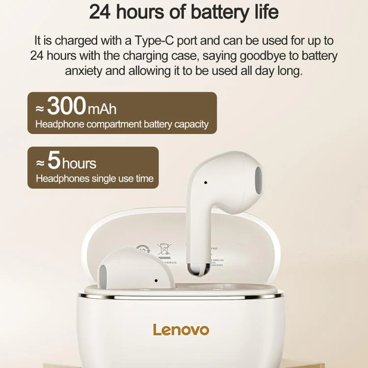 Lenovo TA120 TWS AI Noise Reduction Semi-in-ear Wireless Bluetooth Earphone(Black) - Image 9