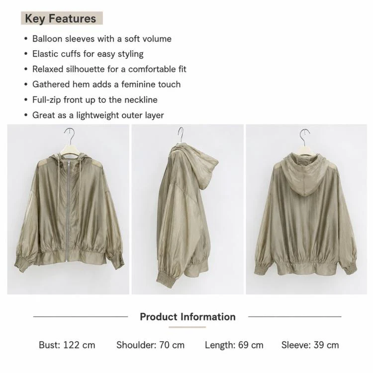 Lightweight Hooded Sun Protection Women Coat, Size:Free Size(Grey) - Image 11