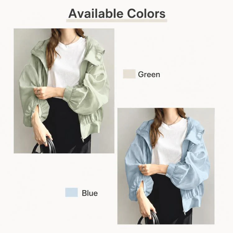 Lightweight Hooded Sun Protection Women Coat, Size:Free Size(Grey) - Image 7