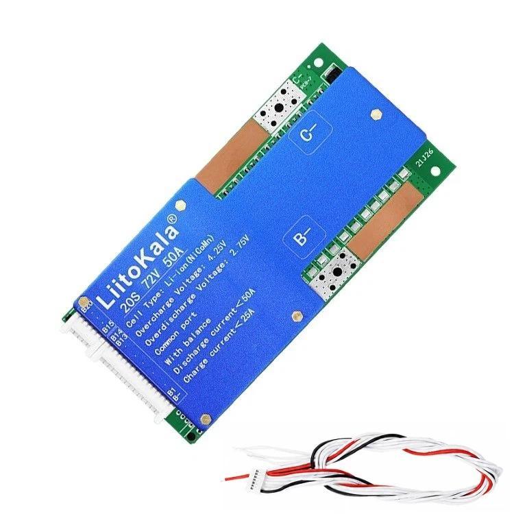 LiitoKala 20-cell 3.7V Ternary Lithium Battery BMS Electric Vehicle Battery Protection Board(20S-60V 50A)