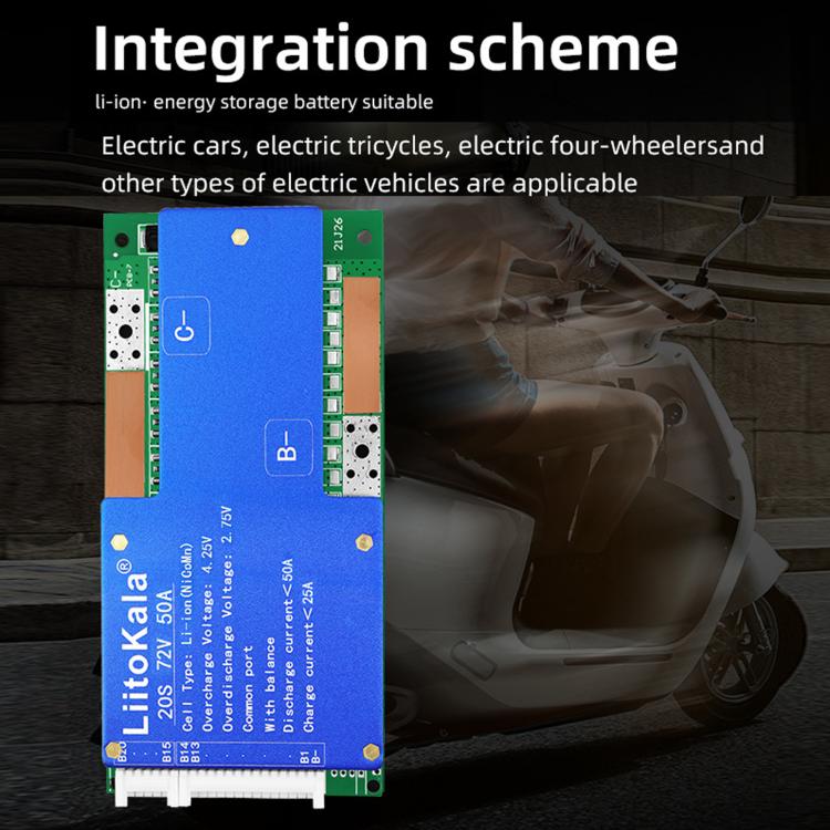 LiitoKala 20-cell 3.7V Ternary Lithium Battery BMS Electric Vehicle Battery Protection Board(20S-60V 50A) - Image 7