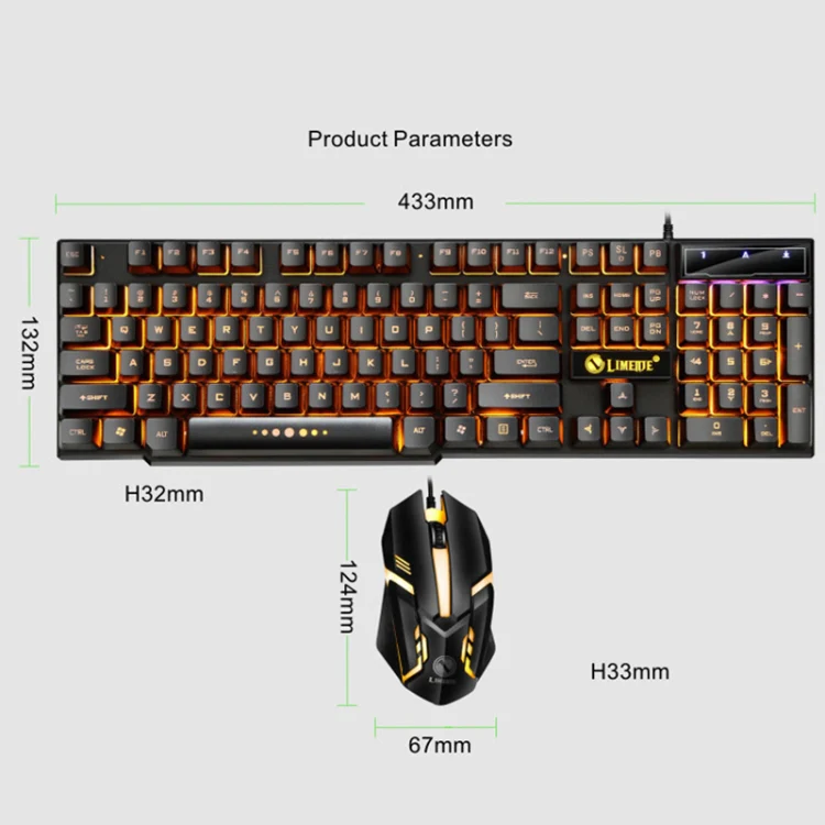 LIMEIDE GTX300 1600DPI 104 Keys USB Rainbow Suspended Backlight Wired Luminous Keyboard and Mouse Set, Cable Length: 1.4m(White) - Image 3