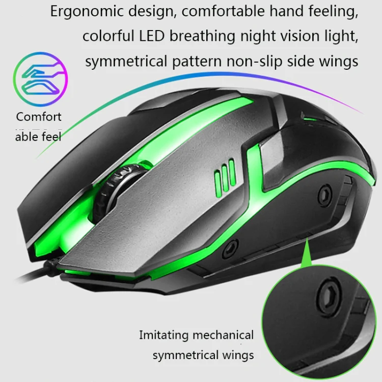 LIMEIDE GTX300 1600DPI 104 Keys USB Rainbow Suspended Backlight Wired Luminous Keyboard and Mouse Set, Cable Length: 1.4m(White) - Image 4