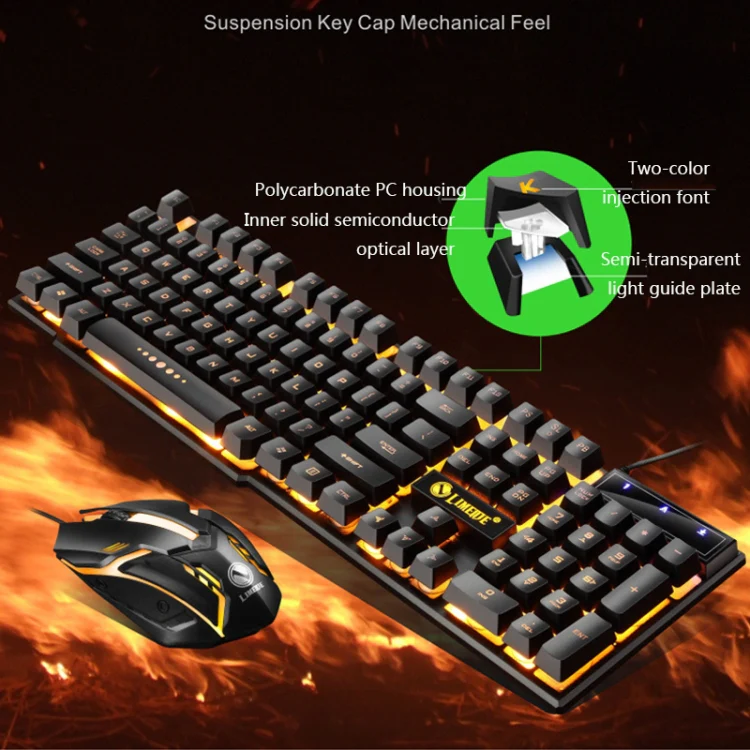 LIMEIDE GTX300 1600DPI 104 Keys USB Rainbow Suspended Backlight Wired Luminous Keyboard and Mouse Set, Cable Length: 1.4m(White) - Image 6