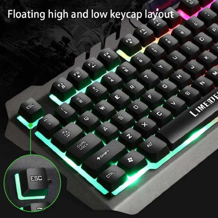 LIMEIDE T21 104Keys Wired Gaming Backlit Computer Manipulator Keyboard and Mouse Set, Cable Length: 1.4 m(White) - Image 6