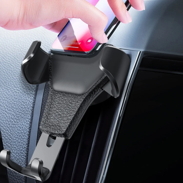 Litchi Texture Gravity Car Mount Phone Holder (Black) - Image 11