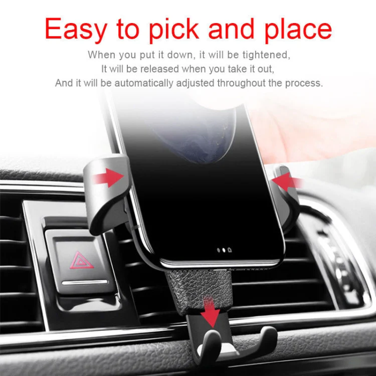 Litchi Texture Gravity Car Mount Phone Holder (Black) - Image 9