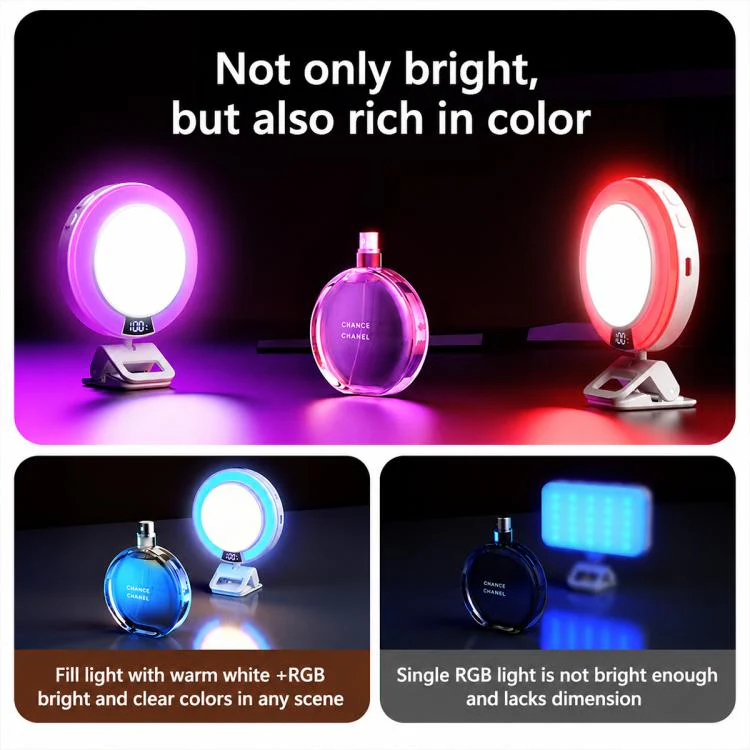 Live Streaming Photography 3 Color Temperatures RGB Fill Light(Black) - Image 10