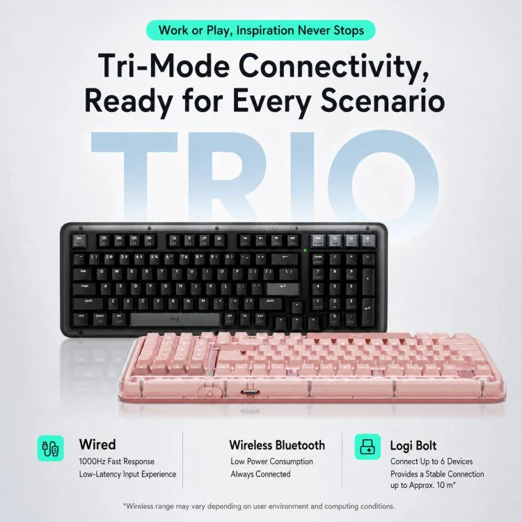 Logitech ALTO KEYS K98S Plus Custom Tri-Mode Wireless Mechanical Keyboard(Pink) - Image 4