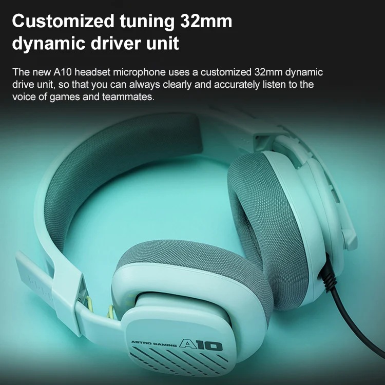 Logitech Astro A10 Gen 2 Wired Headset Over-ear Gaming Headphones (Green) - Image 5