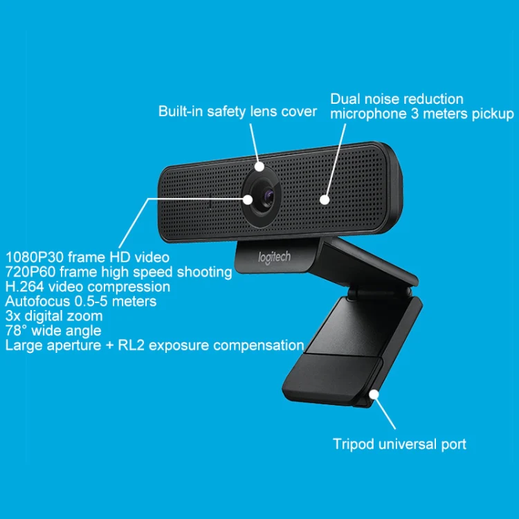 Logitech C925E 1080p HD Webcam with Integrated Security Cover(Black) - Image 7