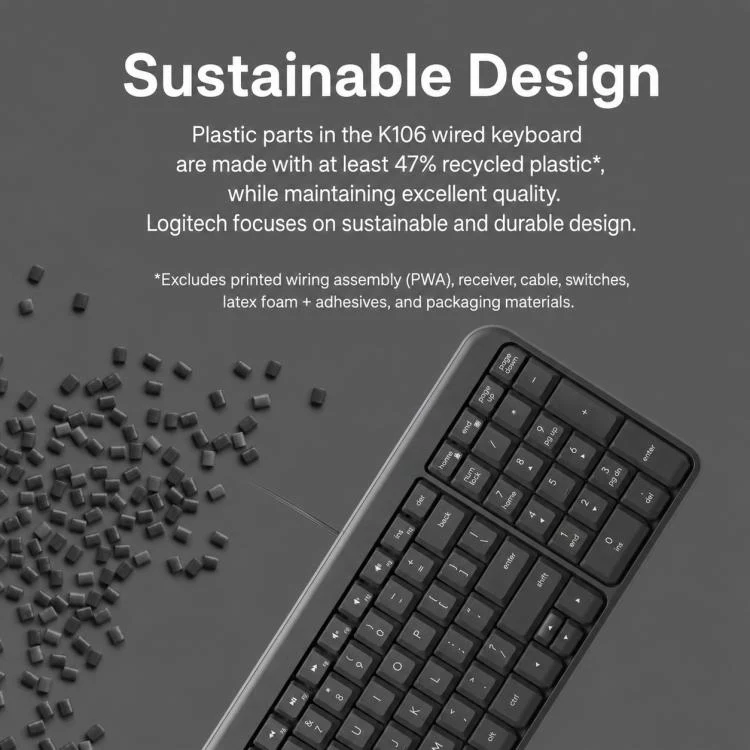 Logitech K106 USB Waterproof Splash Wired Keyboard(Black) - Image 8