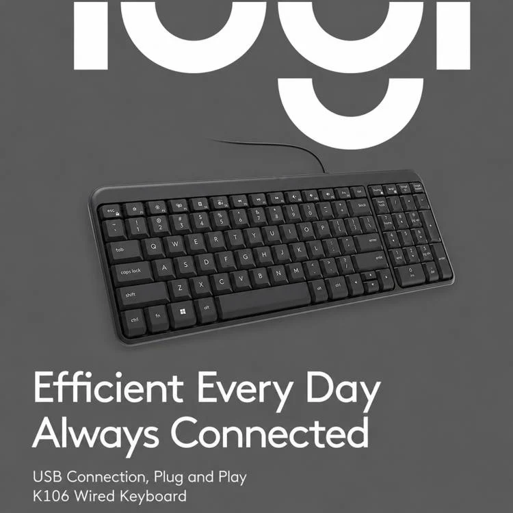 Logitech K106 USB Waterproof Splash Wired Keyboard(Black) - Image 9