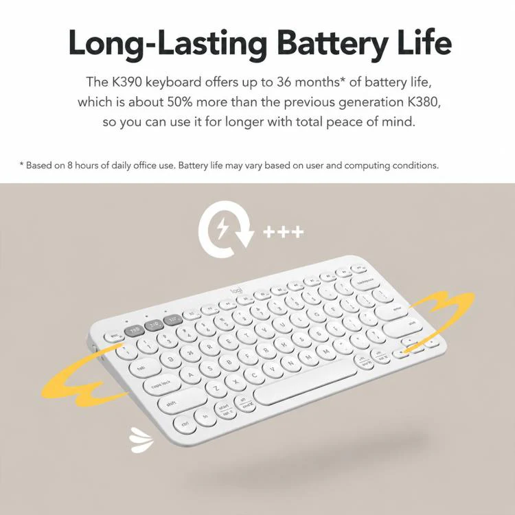 Logitech K390 Ultra-thin Portable Wireless Bluetooth Keyboard(Blue) - Image 9