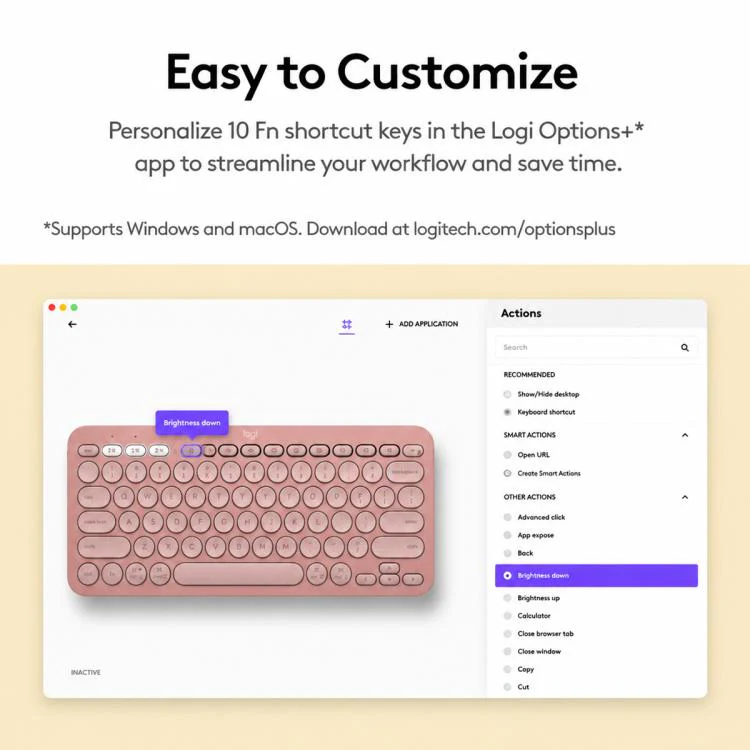 Logitech K390 Ultra-thin Portable Wireless Bluetooth Keyboard(Pink) - Image 10