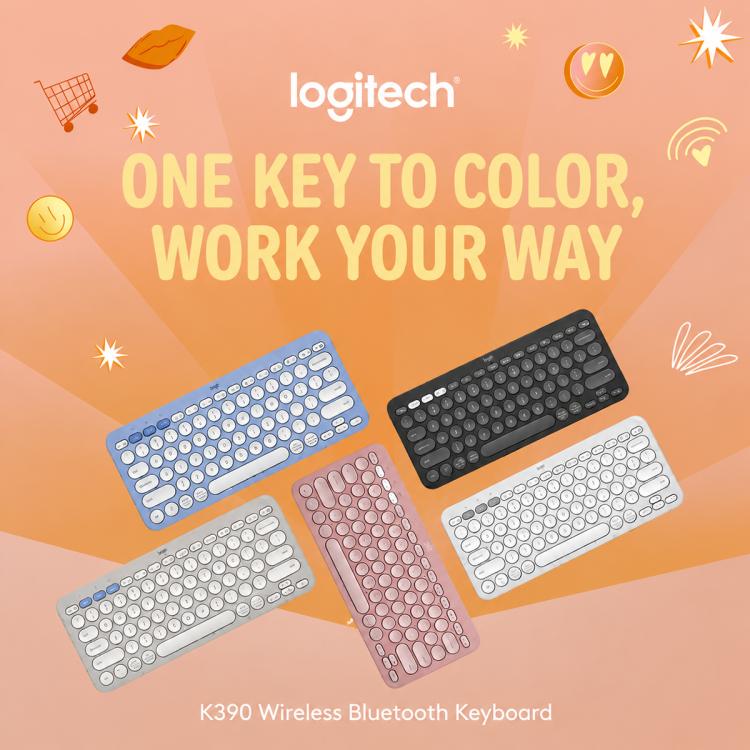Logitech K390 Ultra-thin Portable Wireless Bluetooth Keyboard(Pink) - Image 2