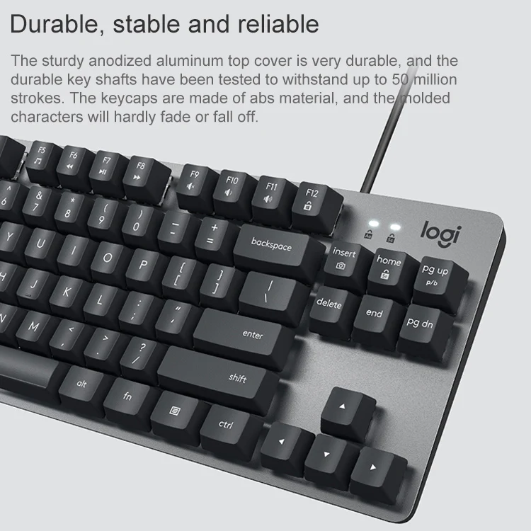 Logitech K835 Mini Mechanical Wired Keyboard, Green Shaft (Black) - Image 10