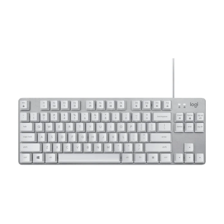 Logitech K835 Mini Mechanical Wired Keyboard, Green Shaft (White)