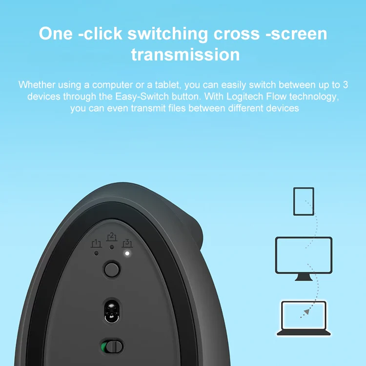 Logitech Lift Vertical 1000DPI 2.4GHz Ergonomic Wireless Bluetooth Dual Mode Mouse (Black) - Image 9