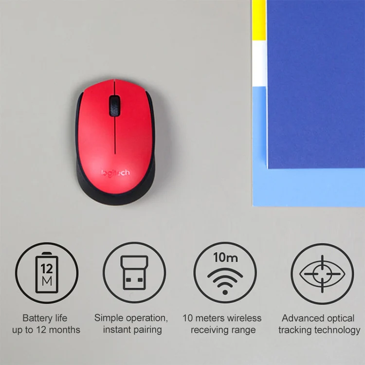 Logitech M170 1000DPI USB Wireless Mouse with 2.4G Receiver (Blue) - Image 3