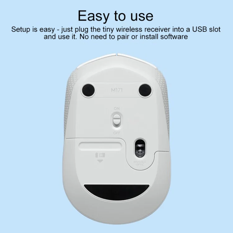 Logitech M172 1000DPI 2.4GHz Wireless Mouse (White) - Image 5
