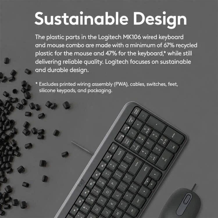 Logitech MK106 Wired Keyboard and Wired Mouse Combo(Black) - Image 5
