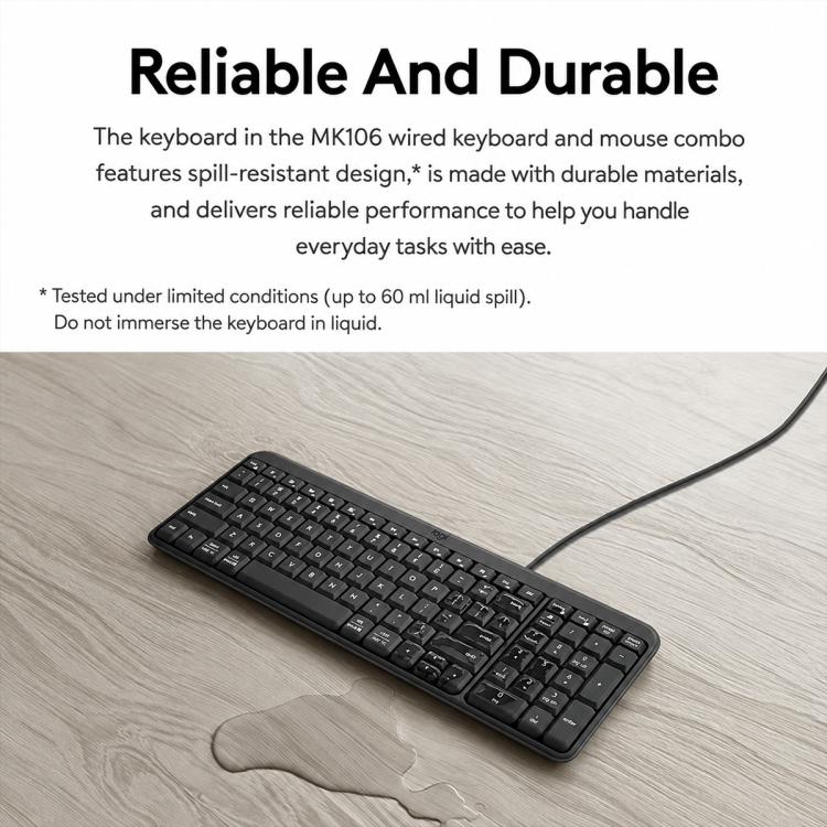 Logitech MK106 Wired Keyboard and Wired Mouse Combo(Black) - Image 6
