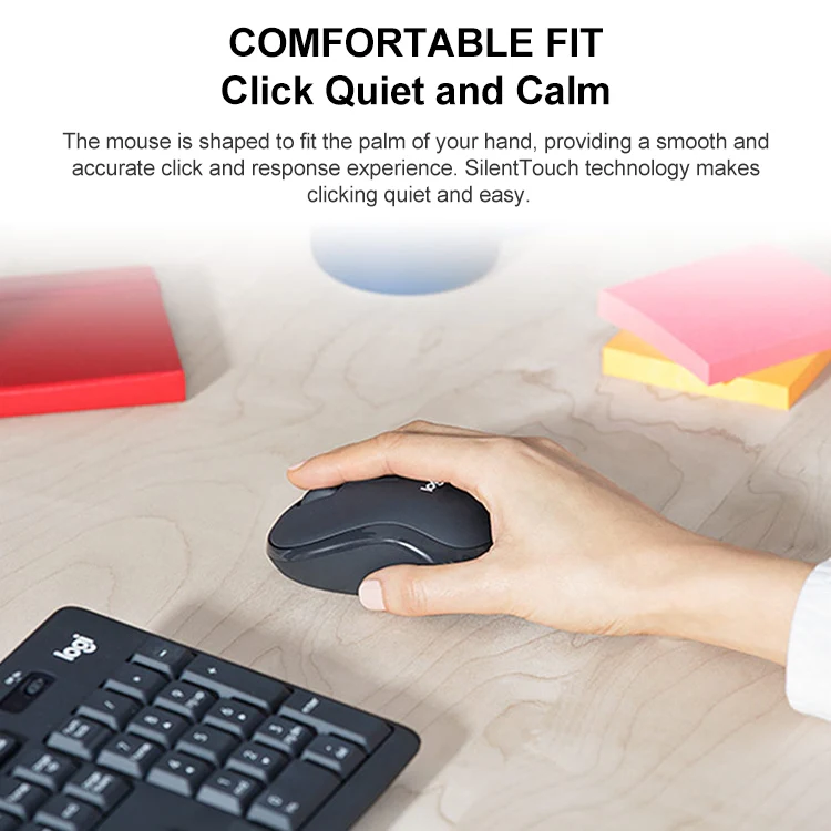 Logitech MK295 USB Wireless Silence Keyboard Mouse Set (Black) - Image 6