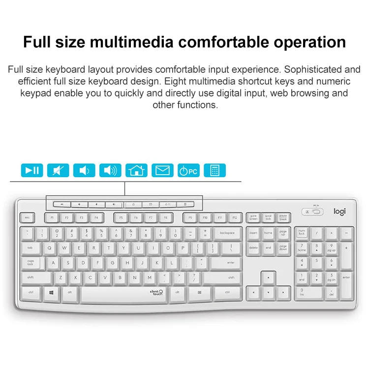 Logitech MK295 USB Wireless Silence Keyboard Mouse Set (White) - Image 5