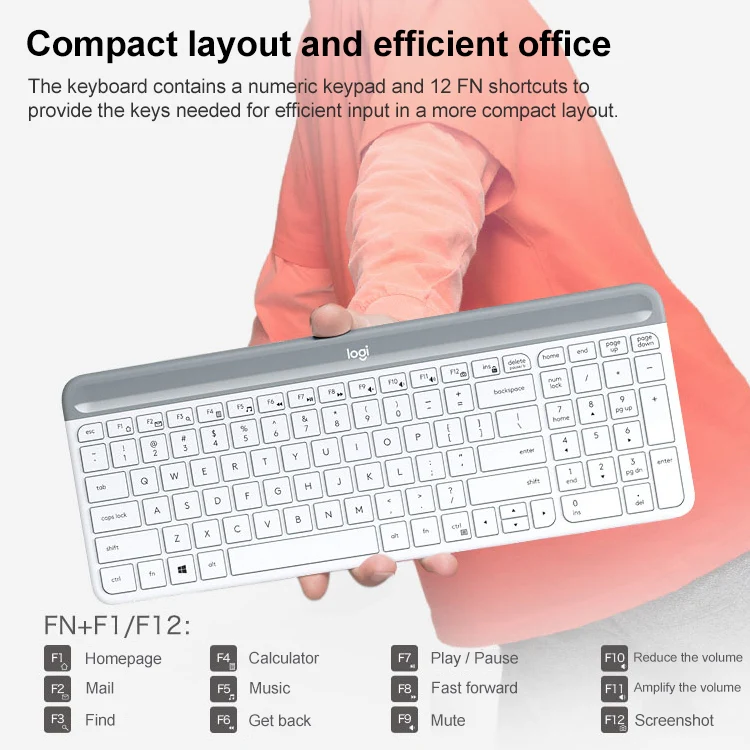 Logitech MK470 Wireless Silence Keyboard Mouse Set (White) - Image 4