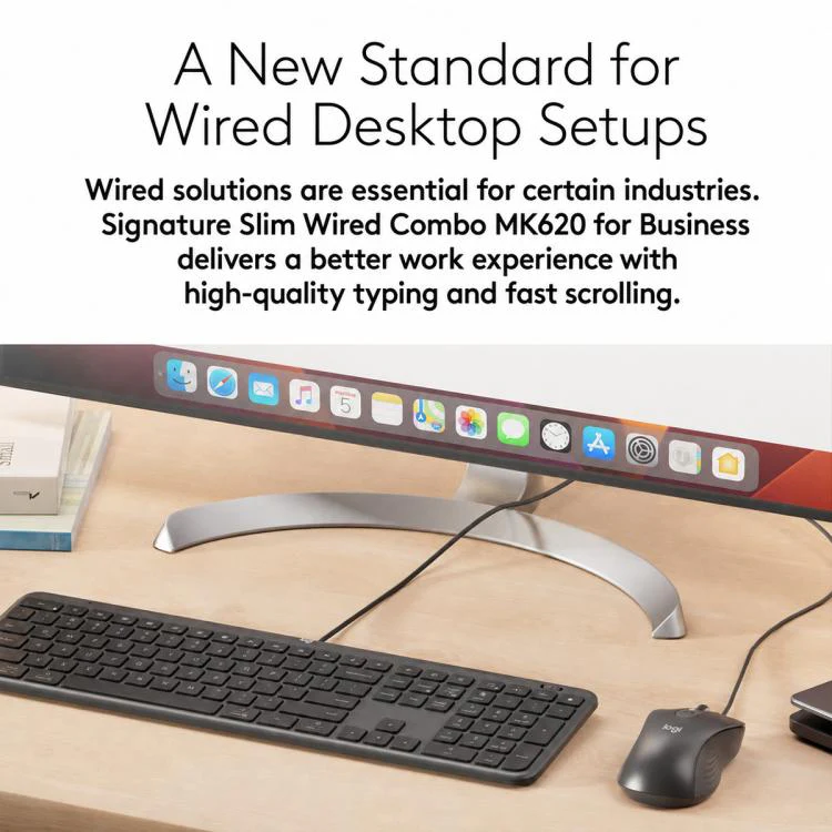 Logitech MK620 Signature Slim Wired Keyboard and Wired Mouse Combo for Business(Black) - Image 5